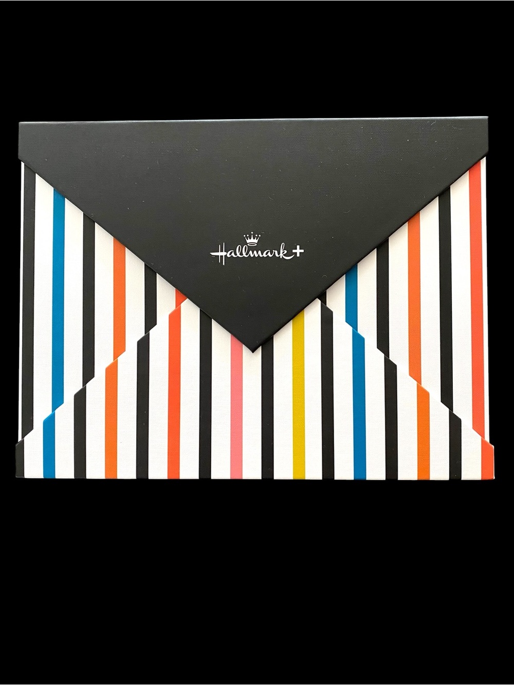 NEW Hallmark Black Envelope Card Holder with Multicolor Stripes